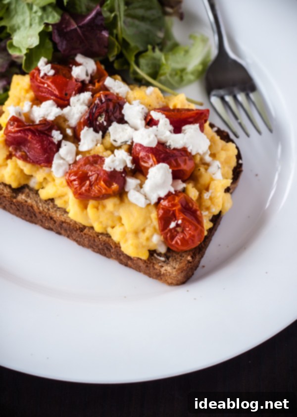 Velvety Scrambled Eggs with Sun-Kissed Tomatoes and Creamy Goat Cheese 1 featured 11456
