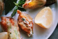 Basil Ricotta-Stuffed Golden Zucchini Blossoms