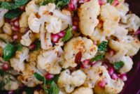 Roasted Cauliflower with Pomegranate Gems, Fresh Mint, and Toasted Almond Crunch
