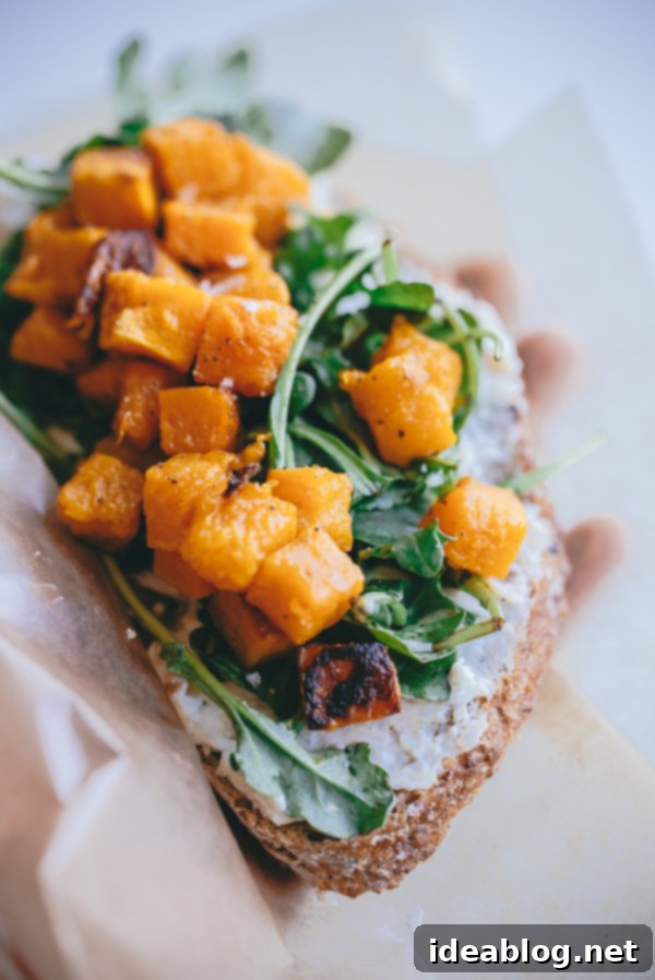 Autumn Squash Tartine with Garlic Chevre & Arugula 1 featured 16795