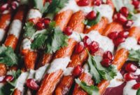Vibrant Roasted Carrots with Green Tahini and Pomegranate Jewels