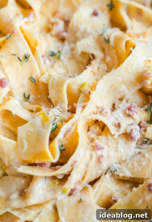 Velvety Leek and Pancetta Pappardelle 1 featured 20238