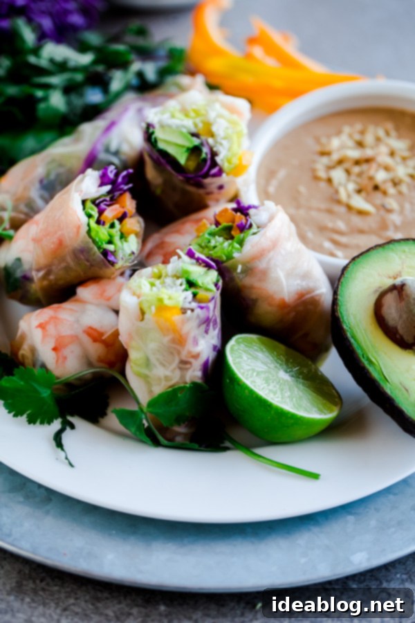 Brown Rice Shrimp Summer Rolls with Zesty Peanut Lime Dip 1 featured 21125