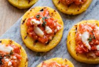 Grilled Polenta Bites with Sweet Red Pepper, Tangy Feta, and Aromatic Thyme