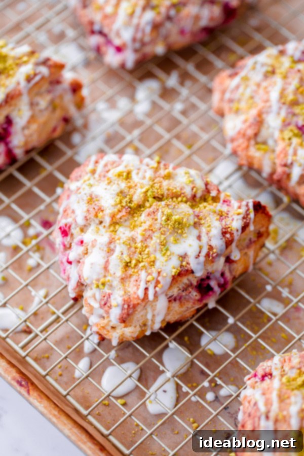 Bright Raspberry Pistachio Scones with Zesty Lemon Glaze 1 featured 23134