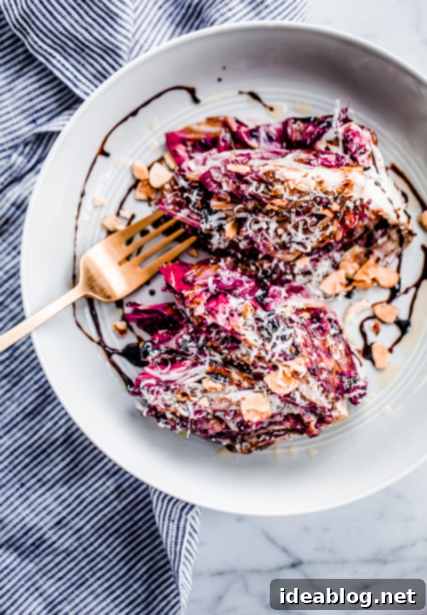 Grilled Radicchio with Fig Balsamic Glaze, Shaved Parmigiano, and Honeyed Almonds 1 featured 23597