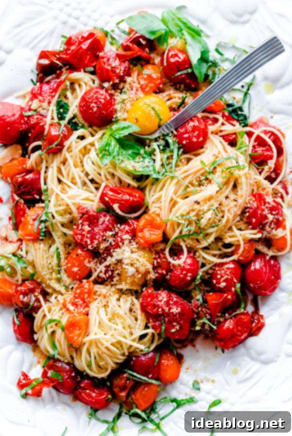 Roasted Tomato Basil Spaghettini with Garlic Breadcrumb Crunch 1 featured 23710