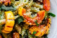 Roasted Delicata Squash and Sage Walnut Pesto Pasta