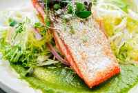 Sockeye Seared with Green Chile Adobo and Zesty Frisée