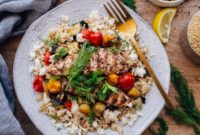 Za’atar Grilled Chicken Bulgur Bowls with Creamy Tahini Dressing