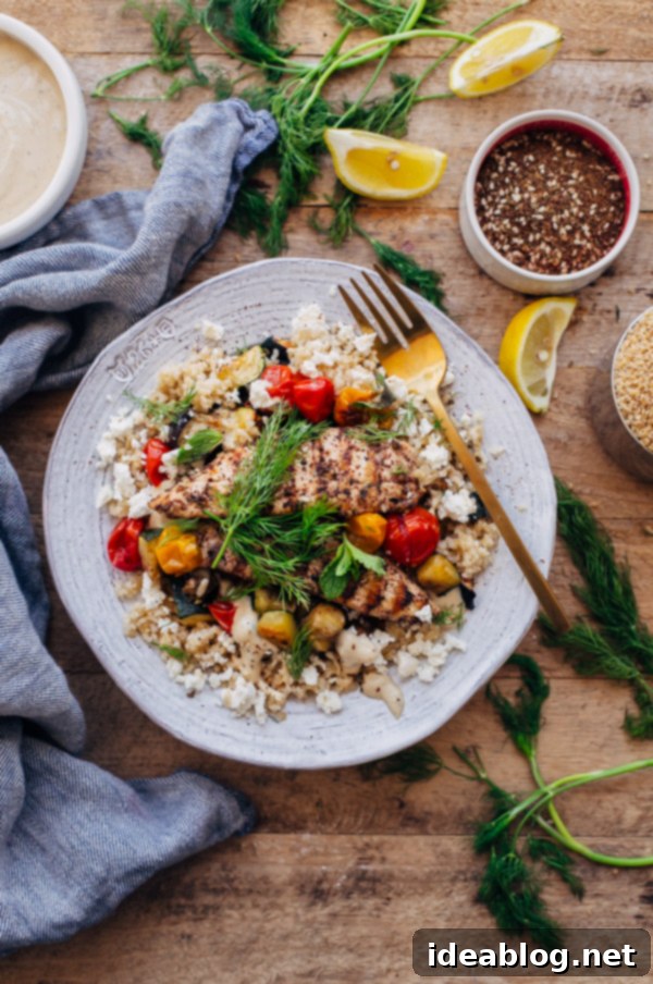 Za'atar Grilled Chicken Bulgur Bowls with Creamy Tahini Dressing 1 featured 31475