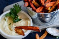 Golden Spiced Sweet Potato Fries with Creamy Garlic Aioli