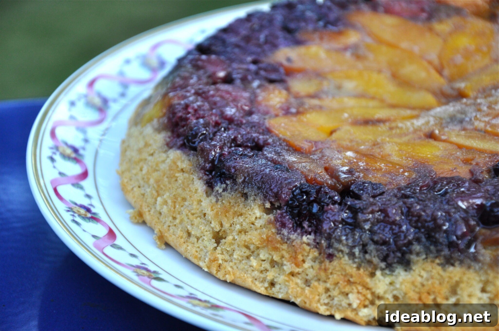 Golden Berry Peach Upside Down Skillet Cake 1 featured 333