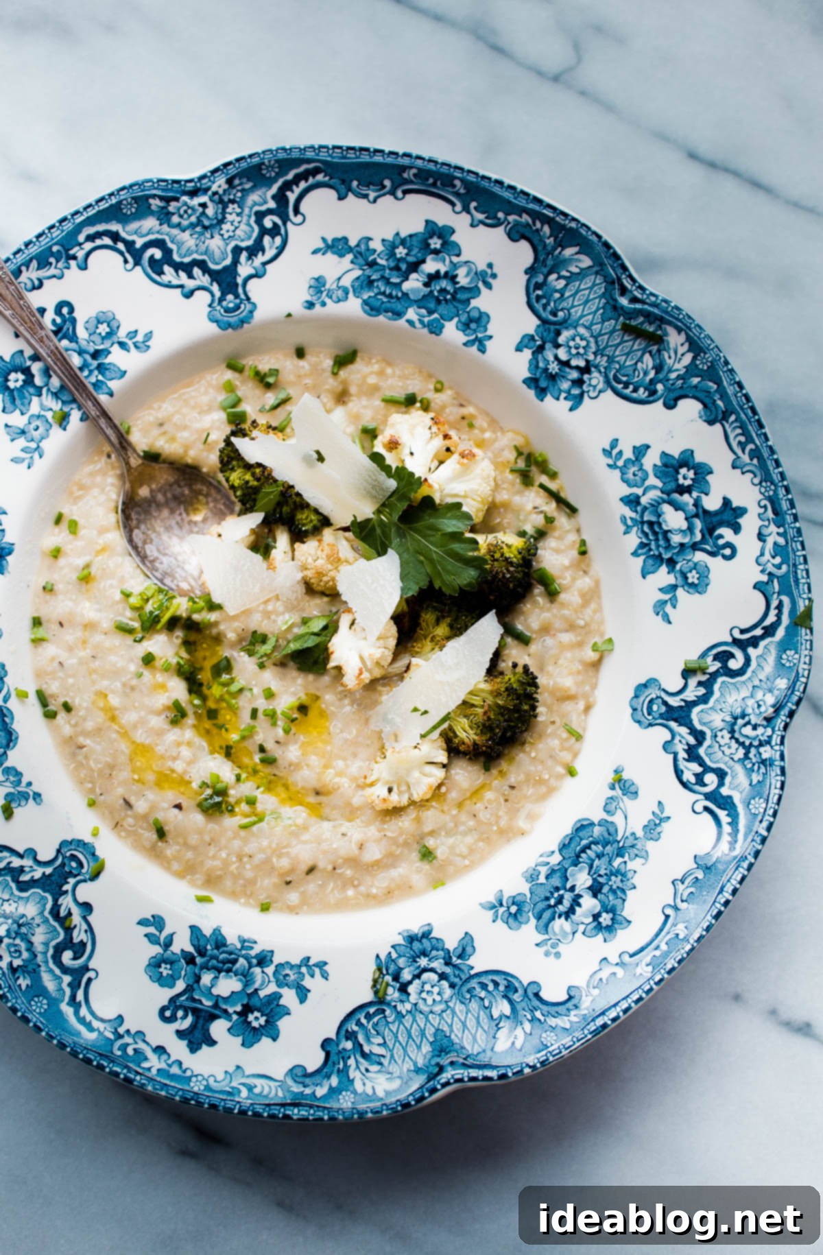 Creamy Quinoa Risotto with Roasted Greens and White Beans 1 featured 33655