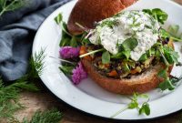 Savory Wild Rice Burgers with Creamy Herb Ricotta
