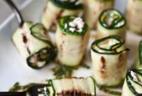 Harissa Goat Cheese Zucchini Rolls with Fresh Lime Mint