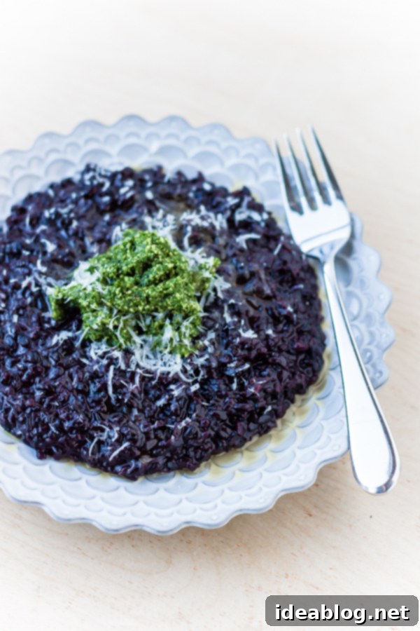Black Pearl Risotto with Vibrant Kale Pesto 2 Forbidden Rice Risotto with Kale Pesto