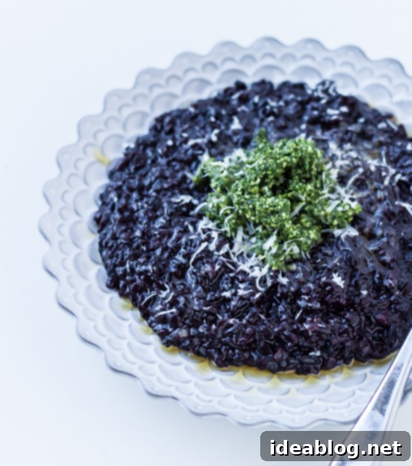 Black Pearl Risotto with Vibrant Kale Pesto 7 Forbidden Rice Risotto with Kale Pesto