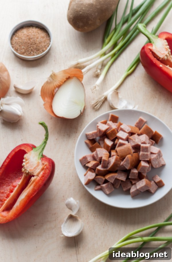 Kielbasa Potato Sunrise Skillet 3 Potato Keilbasa Breakfast Hash Ingredients
