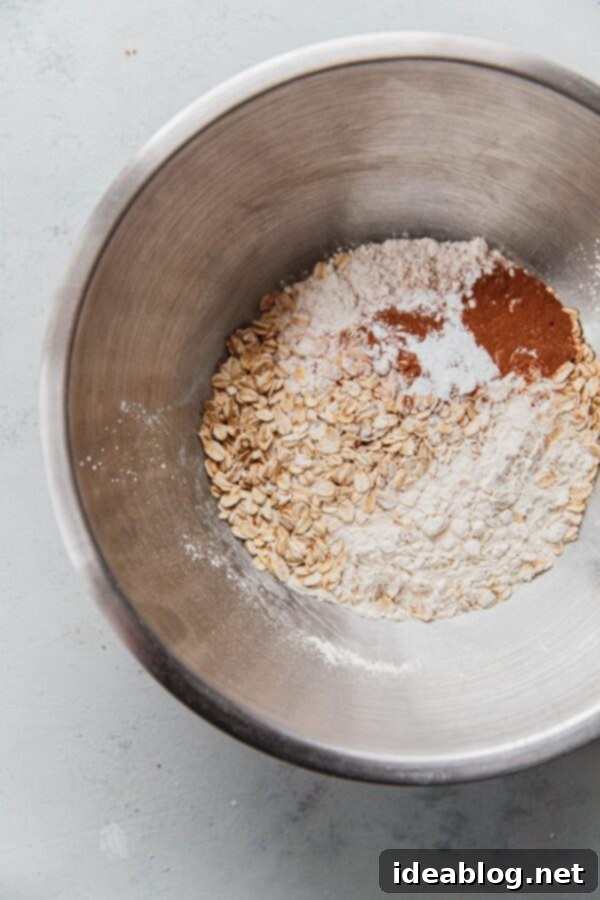 Apple Cinnamon Oat Loaf 5 Oat Flour Mixture in Bowl