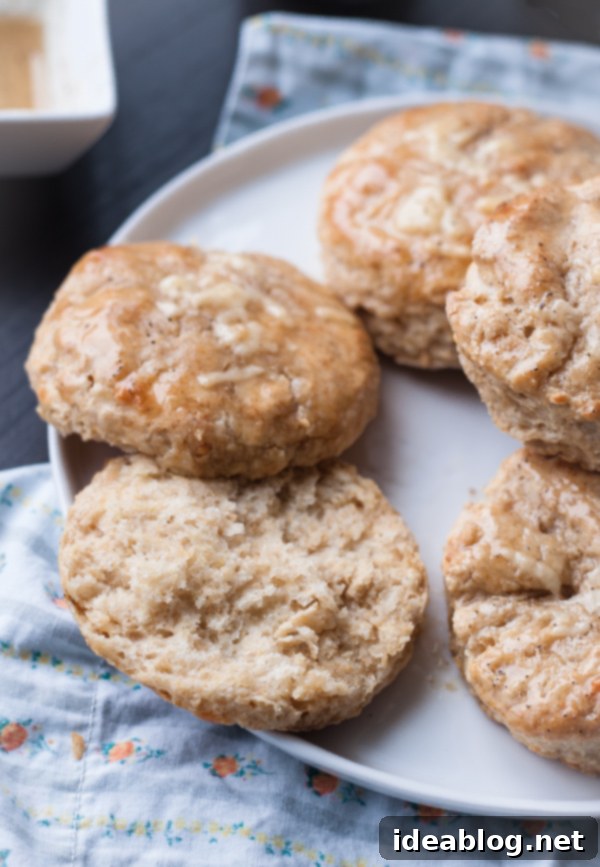 Honeyed Pepper Cheddar Biscuits 2 Fluffy Cheddar Biscuits with a glistening Black Pepper Honey Glaze, ready to be served