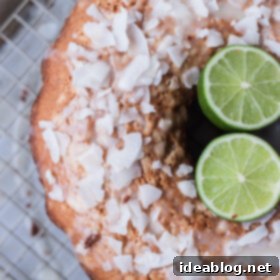 Zesty Coconut Cardamom Lime Bliss 6 Coconut Cardamom Lime Tea Cake with a drizzle of lime glaze