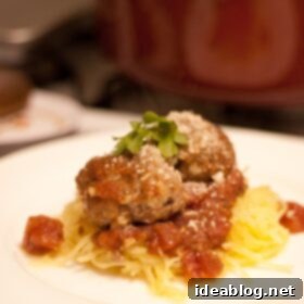 Ultimate Spaghetti Squash with Zesty Tomato Sauce and Meatballs 7 Spaghetti Squash with Homemade Tomato Sauce and Meatballs