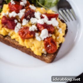 Velvety Scrambled Eggs with Sun-Kissed Tomatoes and Creamy Goat Cheese 6 Bain Marie Scrambled Eggs with Roasted Tomatoes and Goat Cheese