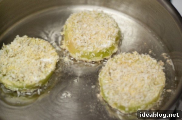 Fried Green Tomatoes in Pan