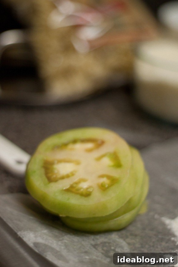 Perfectly Sliced Green Tomatoes for Frying