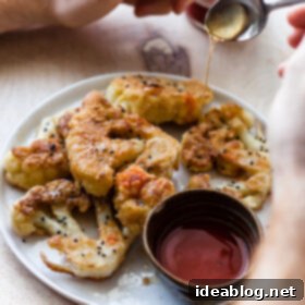 Crispy Cauliflower Steaks with Sweet Heat Glaze 6 Fried Cauliflower Steaks with Honey and Hot Sauce