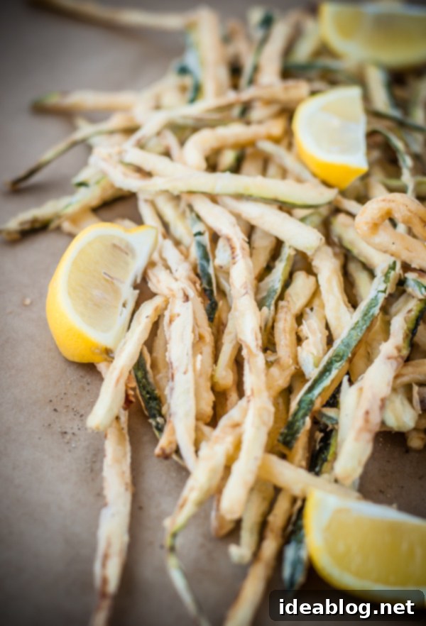 Golden Crispy Zucchini 5 Shoestring Zucchini Fries perfectly fried