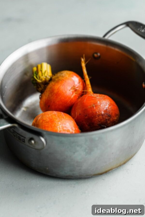 Beets Cooking in an Oven-Safe Pot Beets in Pot with Water