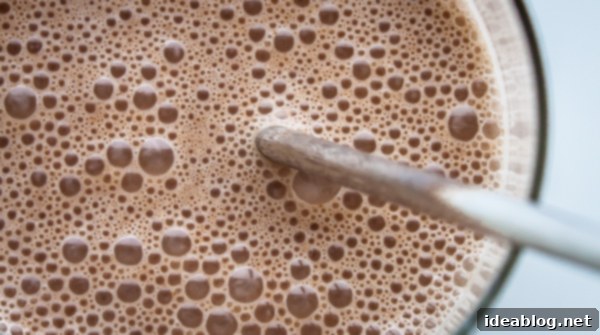 Homemade Hazelnut Milk 6 Chocolate Hazelnut Milk in a glass