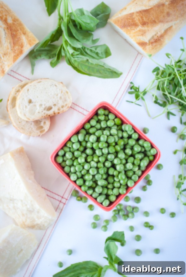 Sweet Pea and Prosciutto Crostini Bites 3 Pea Pesto Crostini Ingredients