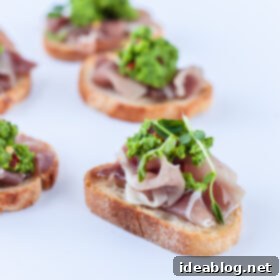 Sweet Pea and Prosciutto Crostini Bites 6 Pea Pesto Crostini with Prosciutto