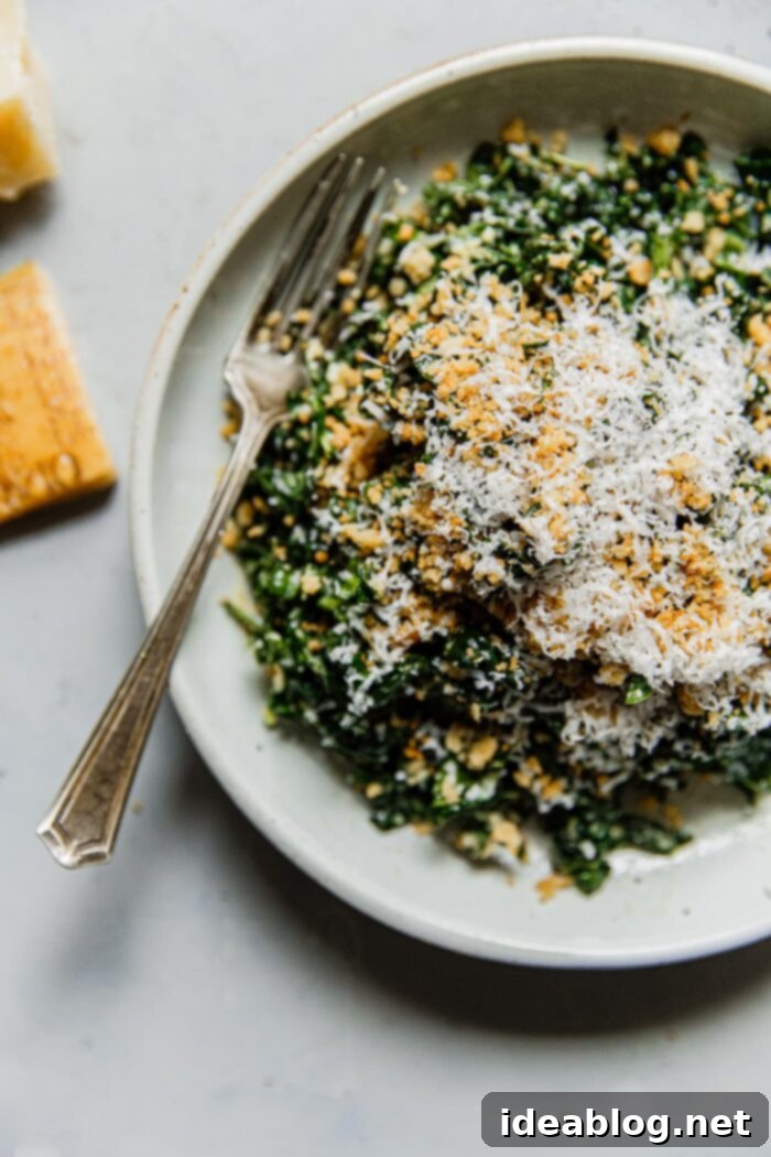 Vibrant Kale Caesar 3 Close-up of Kale Caesar Salad with Crispy Breadcrumbs and Parmesan Shavings