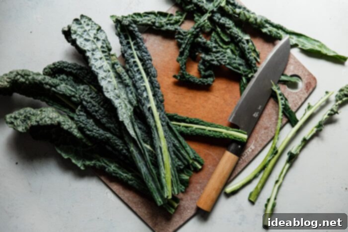 Vibrant Kale Caesar 4 Step-by-step guide to prepping Dinosaur Kale for a delicious Caesar Salad