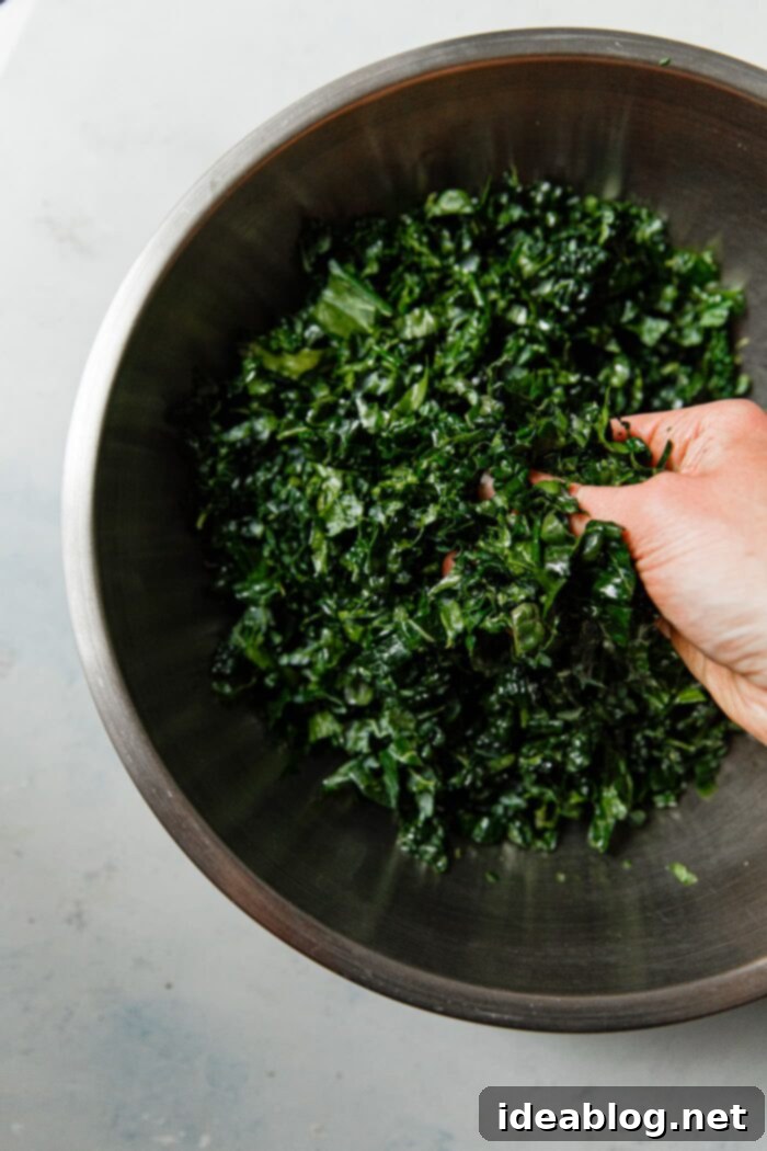 Vibrant Kale Caesar 6 Hands Massaging Kale with Olive Oil for Tender Salad Greens