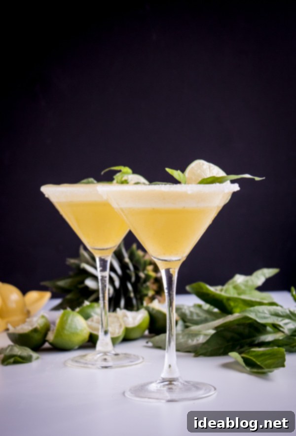Tropical Pineapple Basil Rum Fizz 2 Pineapple Basil Rum Fizz
