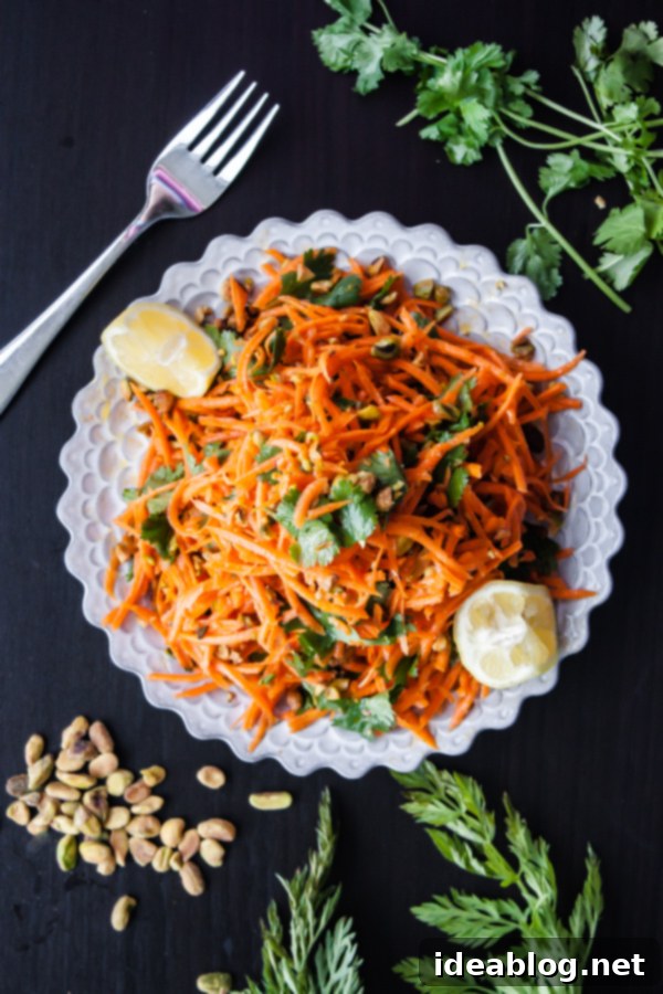 Golden Carrot Salad with Zesty Coriander Vinaigrette and Pistachio Crunch 2 Carrot Salad with Coriander Vinaigrette and Pistachios
