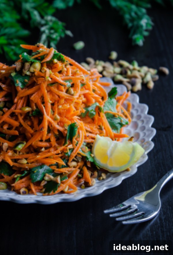 Golden Carrot Salad with Zesty Coriander Vinaigrette and Pistachio Crunch 6 Carrot Salad with Coriander Vinaigrette and Pistachios