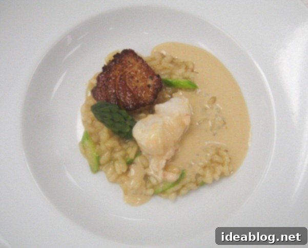 The Six-Course Culinary Challenge 7 L'Academie de Cuisine seafood course featuring lobster, scallops, and risotto