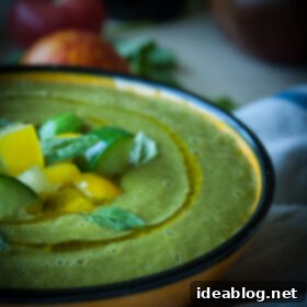 Velvety Heirloom Tomato and Avocado Gazpacho 7 Creamy Heirloom Tomato and Avocado Gazpacho recipe card image