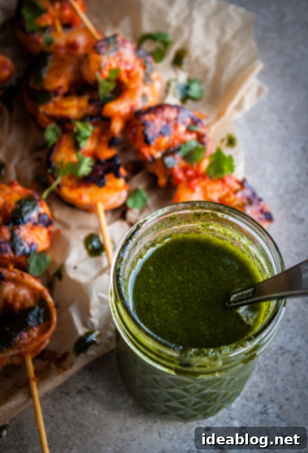 Fiery Harissa Shrimp Skewers with Zesty Basil Oil 6 Grilled Harissa Shrimp Skewers with Basil Oil