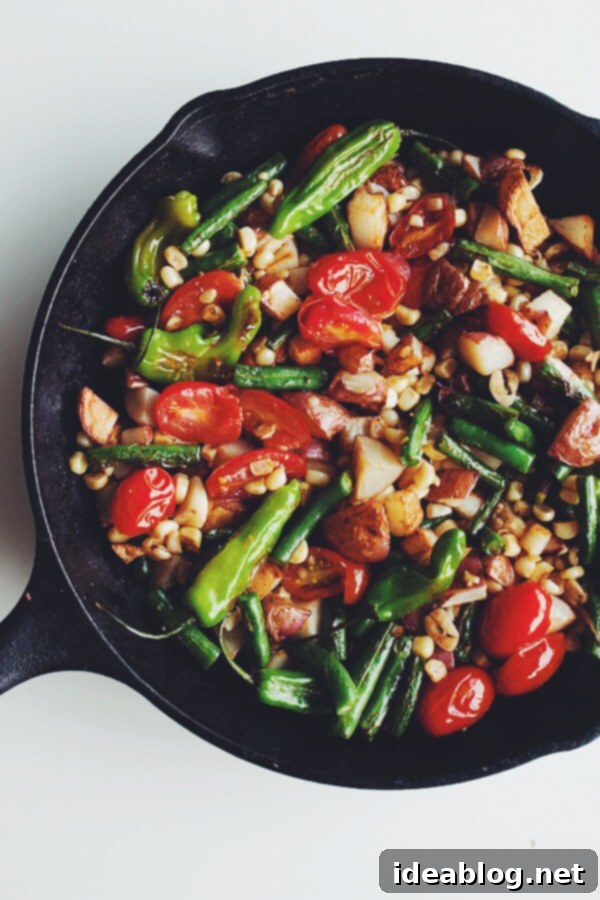 Market-Fresh Hash with Poached Perfection 4 Farmers Market Hash in Cast Iron Skillet