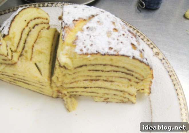 A Culinary Trio for Day 77: Beef Carpaccio, Spatzle, and Crepe Cake 7 crepe cake