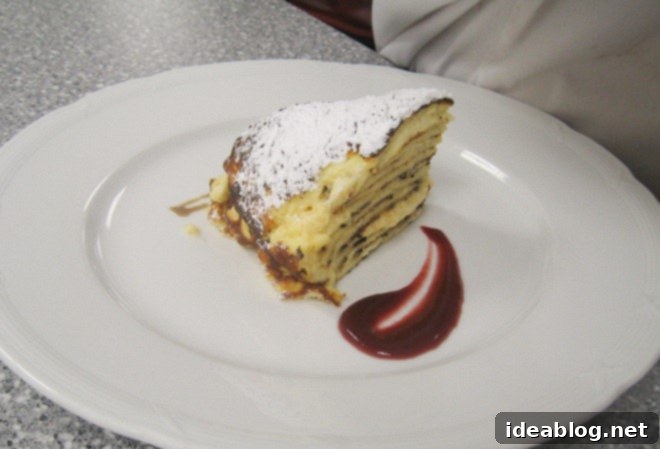 A Culinary Trio for Day 77: Beef Carpaccio, Spatzle, and Crepe Cake 8 crepe cake