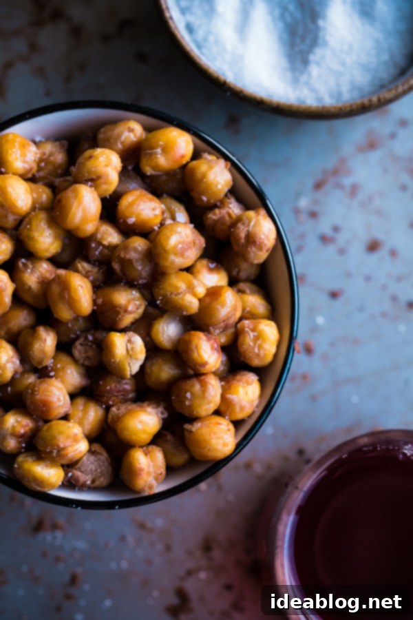 Salt and Vinegar Roasted Chickpeas. A easy, protein and fiber-packed healthy snack that you won't be able put down! #chickpeas #glutenfree #recipe #snacks #abeautifulplate #recipe Salt and Vinegar Roasted Chickpeas Freshly Baked
