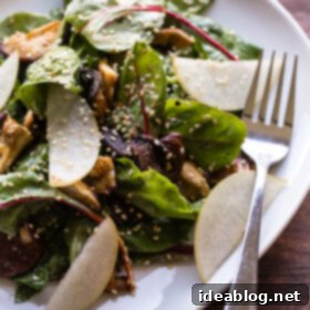 Asian Pear and Roasted Shiitake Salad with Miso-Sesame Umami Vinaigrette 7 Roasted Shiitake and Asian Pear Salad with Miso-Sesame Vinaigrette